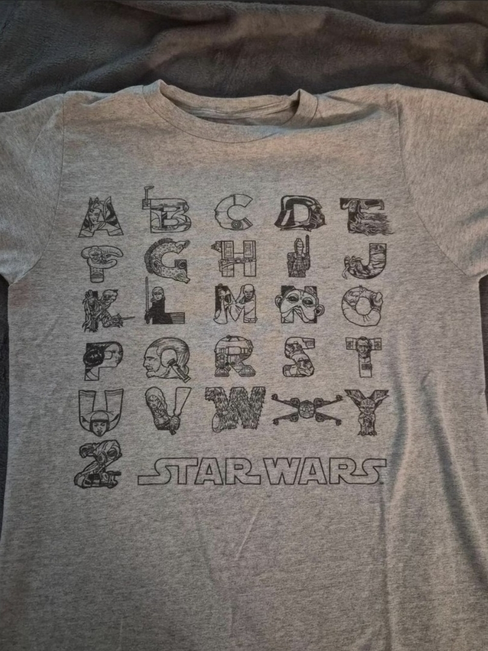 Star Wars Gray Short Sleeve Alphabet Graphic Tee